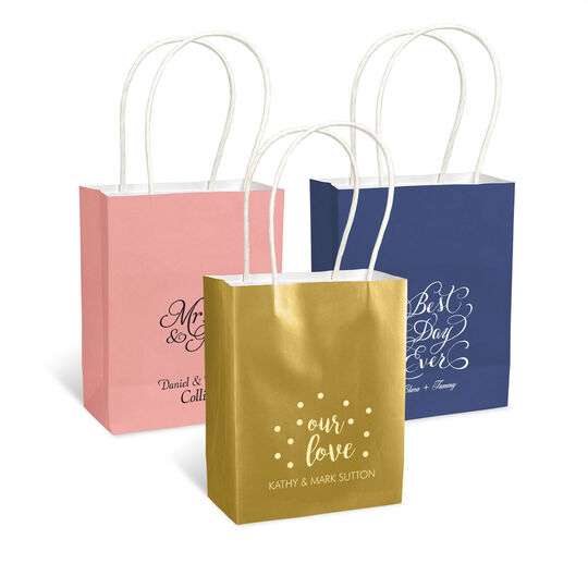 Personalized Mini Twisted Handled Bags for Weddings